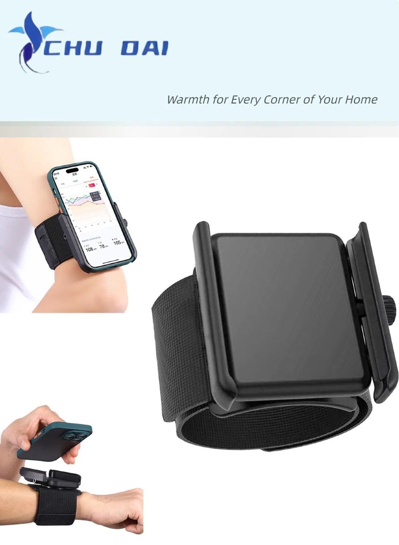 CHU DAI Wristband Phone Holder, 360° Rotation & Detachable Sports Armband Cell Phone Holder, Hands-Free Phone Accessories Holder for Selfies Videos Live Broadcast Hiking Biking Walking - Image 1