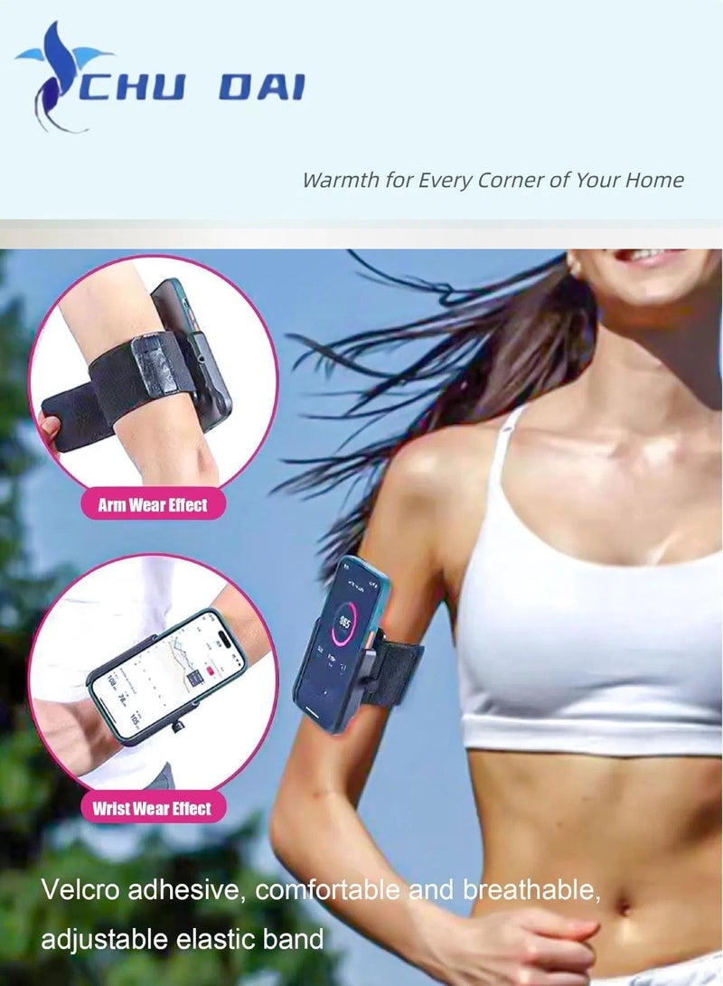 CHU DAI Wristband Phone Holder, 360° Rotation & Detachable Sports Armband Cell Phone Holder, Hands-Free Phone Accessories Holder for Selfies Videos Live Broadcast Hiking Biking Walking - Image 2
