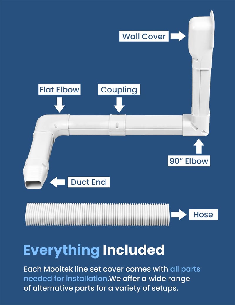 MOOITEK 4" 10Ft Mini Split PVC Line Set Cover Kit Decorative PVC Line Set Cover Kit for Central AC & Heat Pumps Systems Tubing Cover(10Ft,Grey) - Image 3