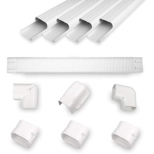 MOOITEK 4" 10Ft Mini Split PVC Line Set Cover Kit Decorative PVC Line Set Cover Kit for Central AC & Heat Pumps Systems Tubing Cover(10Ft,Grey) - Image 1