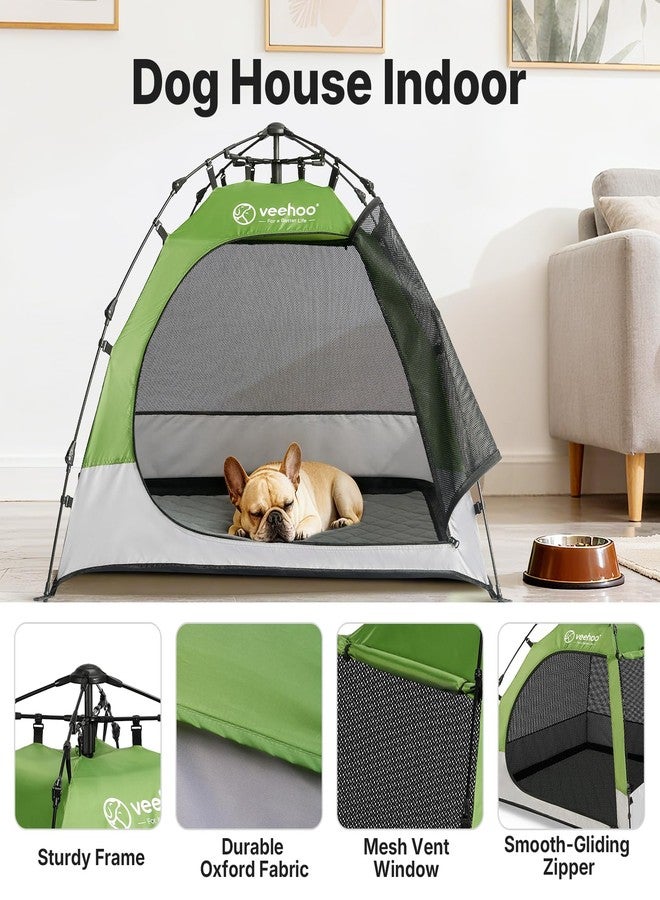 Veehoo Pop Up Dog Tent House for Indoor Outdoor, Portable & Waterproof Dog Canopy Shelter with Cool Mesh, Foldable Automatic Pet Tent for Dogs with Camping Mat and Bag for Large & Extra Large Dogs - Image 2