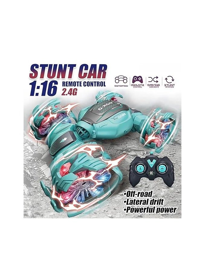360° Rotating Remote Control Stunt Car – Double-Sided Off-Road RC Vehicle with LED Lights & Music – Shockproof & Waterproof for Kids 3+ 🌀🚗🎮