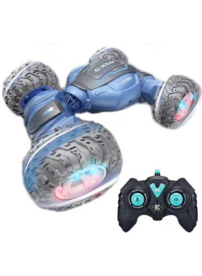 360° Rotating Remote Control Stunt Car – Double-Sided Off-Road RC Vehicle with LED Lights & Music – Shockproof & Waterproof for Kids 3+ 🌀🚗🎮