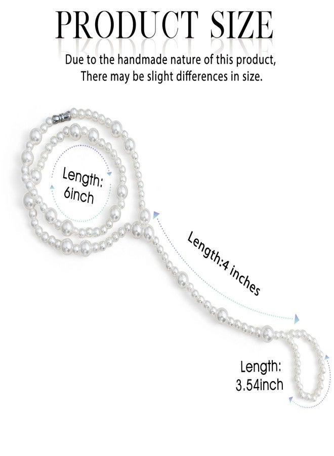 ELABEST Beaded Ring Hand Chain Trendy Dainty Boho Handmade Women Finger Ring Bracelet Jewelry (D-Pearl) - Image 5