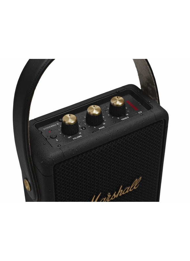 Marshall Stockwell II Portable Bluetooth Speaker, Black and Brass  - Image 5