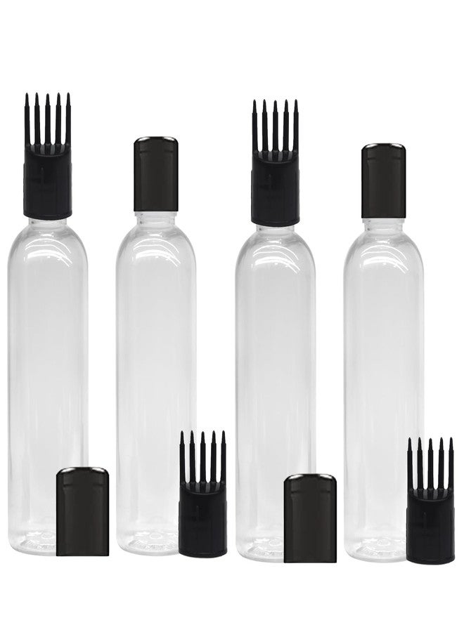 زجاجة ماديا لتطبيق زيت الشعر والشامبو والأدوية، زجاجة لتطبيق الزيت على فروة الرأس والجسم، زجاجة تطبيق زيت الشعر لجذور الشعر سعة 100 مل، زجاجة شفافة، غطاء أسود، عبوة من 4 قطع - Image 1