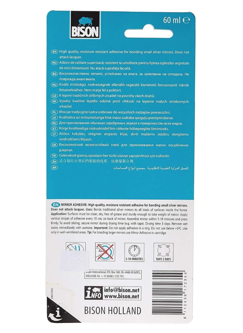 Bison - Bison Mirror Adhesive 60 ml, glue for fixing traditional (silver backed) mirrors on many types of surfaces - Image 1