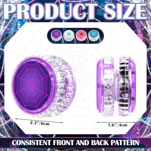 Liliful 24 Pcs Spider Party Favors LED Lighted Yo Yo Bulk for Kids Beginner Plastic Responsive Ball Spider Theme Birthday Party Supplies Goodies Bag Filler Rose RedPurpleWhiteBlue - Image 5