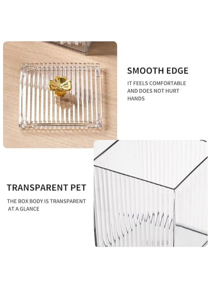 MahMir 3 Pack Plastic Cotton Swab Ball Pad Holder, Qtip Holder Dispenser for Cotton Ball, Cotton Round Pads, Bathroom Jar with Lid for Cotton Ball, Cotton Swab, Floss, Bathroom Canister Jar  - Image 4