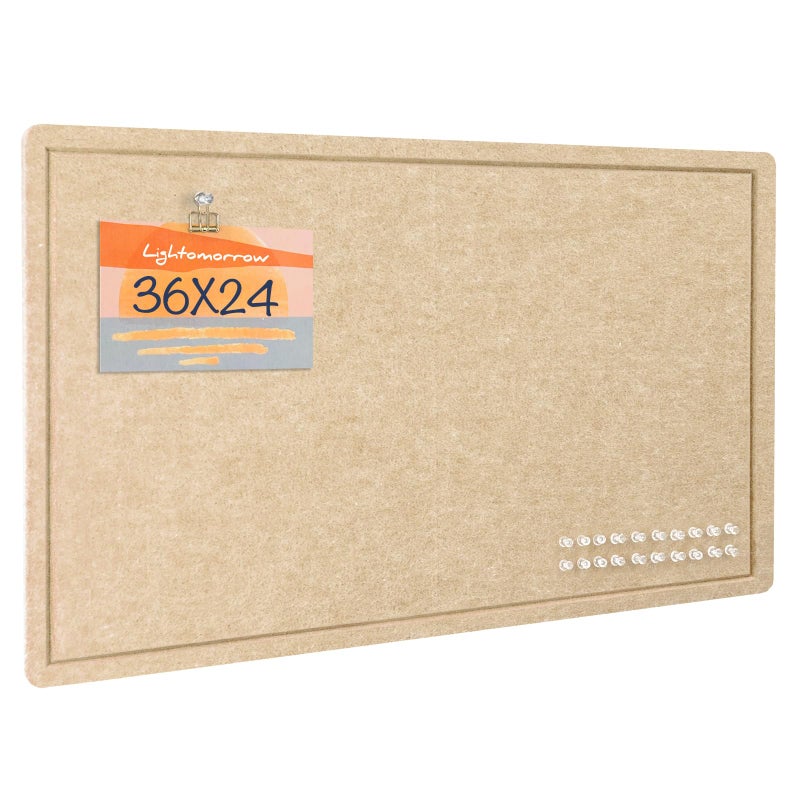 Lightomorrow Bulletin Board, 36 x 24 inches Felt Board - Decorative Pin Board, Cork Board Alternative for Wall, 3' x 2' Foldable Self-Adhesive Vision Board Prayer Board with 20 Pushpins - Beige Brown - Image 1