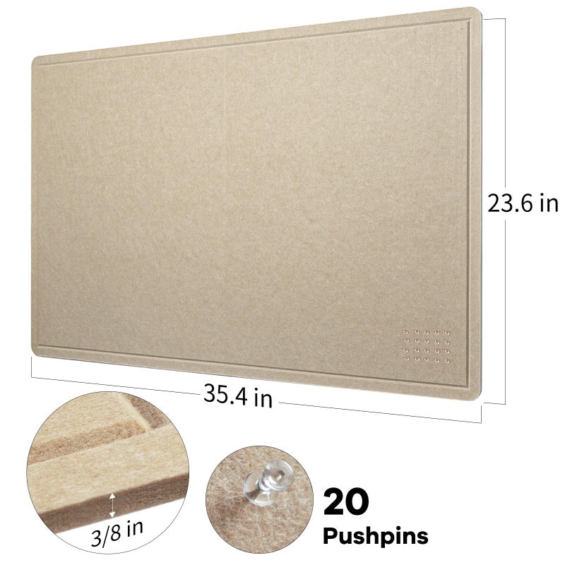 Lightomorrow Bulletin Board, 36 x 24 inches Felt Board - Decorative Pin Board, Cork Board Alternative for Wall, 3' x 2' Foldable Self-Adhesive Vision Board Prayer Board with 20 Pushpins - Beige Brown - Image 4