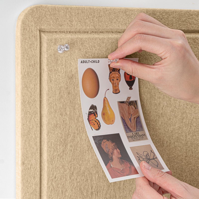 Lightomorrow Bulletin Board, 36 x 24 inches Felt Board - Decorative Pin Board, Cork Board Alternative for Wall, 3' x 2' Foldable Self-Adhesive Vision Board Prayer Board with 20 Pushpins - Beige Brown - Image 2