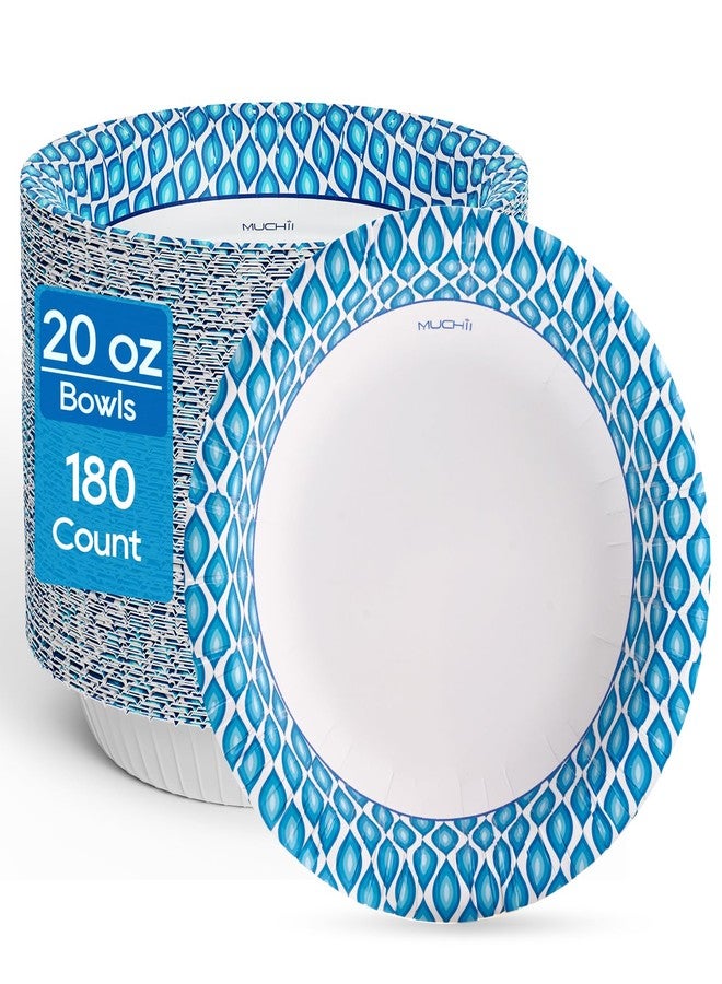 MUCHII 20 Oz Paper Bowls 180 Count Disposable Bowls, Printed Soak Proof Large Bowls for Breakfast, Lunch, and Dinner Meals - Image 1