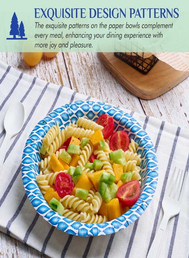 MUCHII 20 Oz Paper Bowls 180 Count Disposable Bowls, Printed Soak Proof Large Bowls for Breakfast, Lunch, and Dinner Meals - Image 2