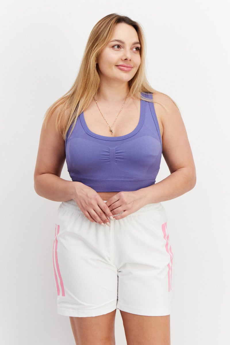 Adidas حمالة صدر رياضية مبطنة للنساء، زرقاء - Image 1