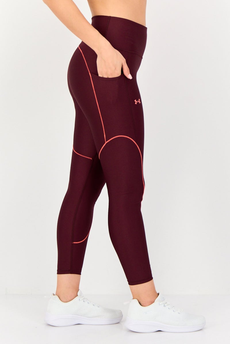 UNDER ARMOUR Women Sportswear Fit High Rise Training Leggings, Maroon - Image 2