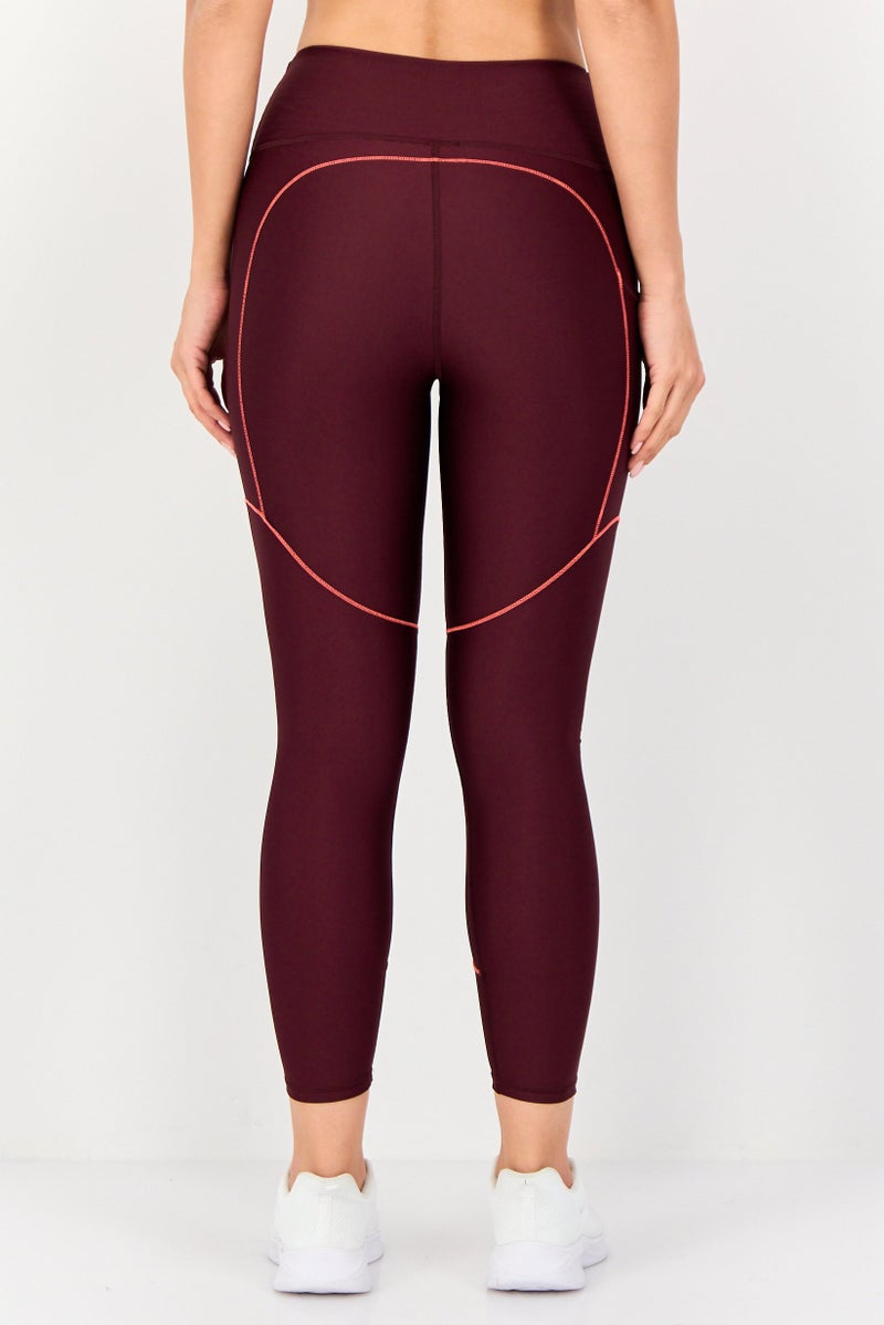 UNDER ARMOUR Women Sportswear Fit High Rise Training Leggings, Maroon - Image 3