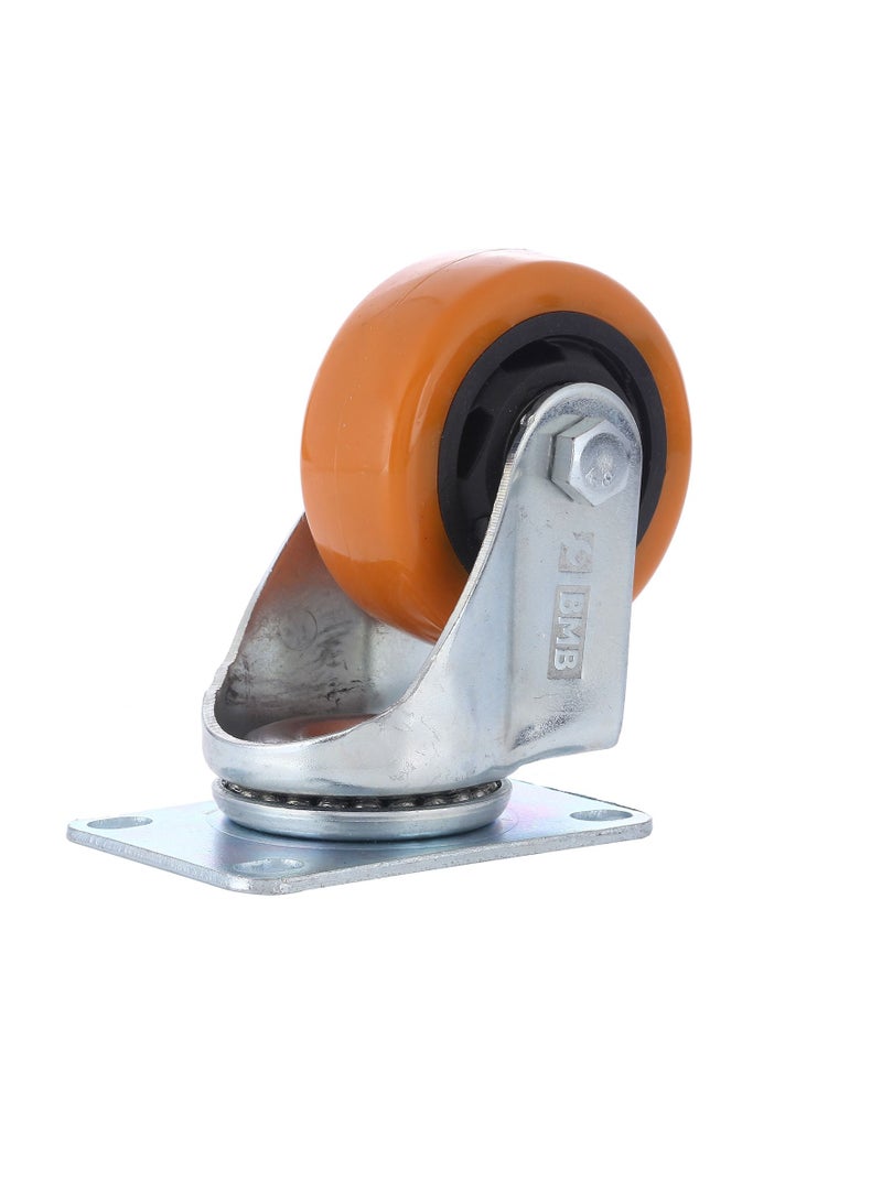 BMB tools 2-Piece 100mm Orange PVC Medium Duty Caster Double Ball Bearing - Swivel - Plate - Image 2