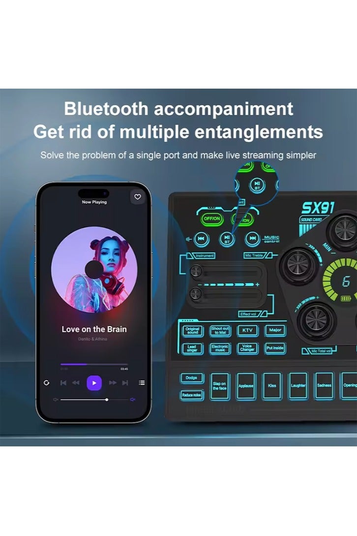 Sound Card Podcast Microphone Sound Card Microphone Sound Mixer live Sound Card Audio Mixing Console Amplifier for Livestreaming - Image 4