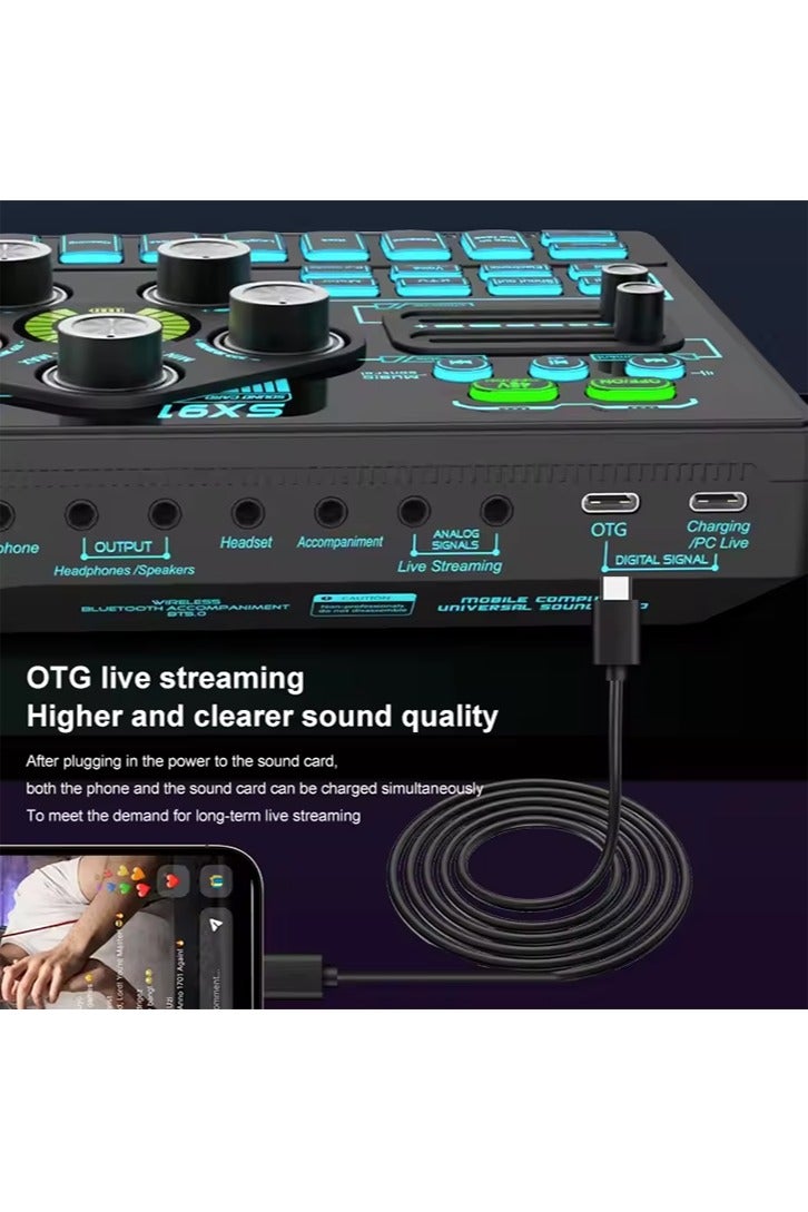 Sound Card Podcast Microphone Sound Card Microphone Sound Mixer live Sound Card Audio Mixing Console Amplifier for Livestreaming - Image 2