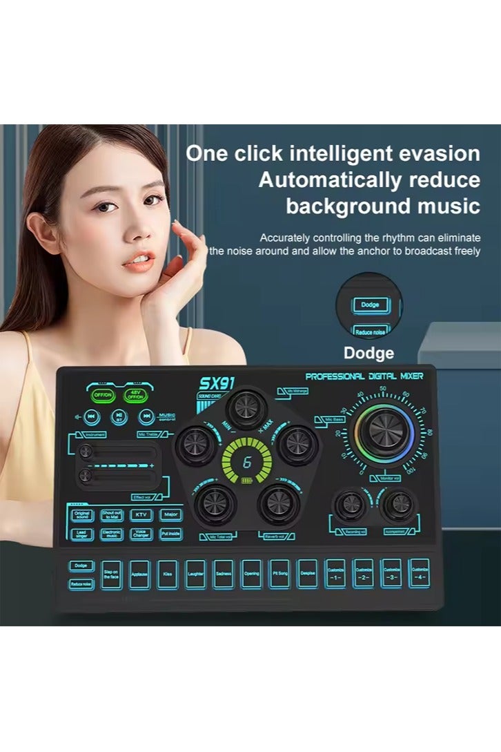 Sound Card Podcast Microphone Sound Card Microphone Sound Mixer live Sound Card Audio Mixing Console Amplifier for Livestreaming - Image 5