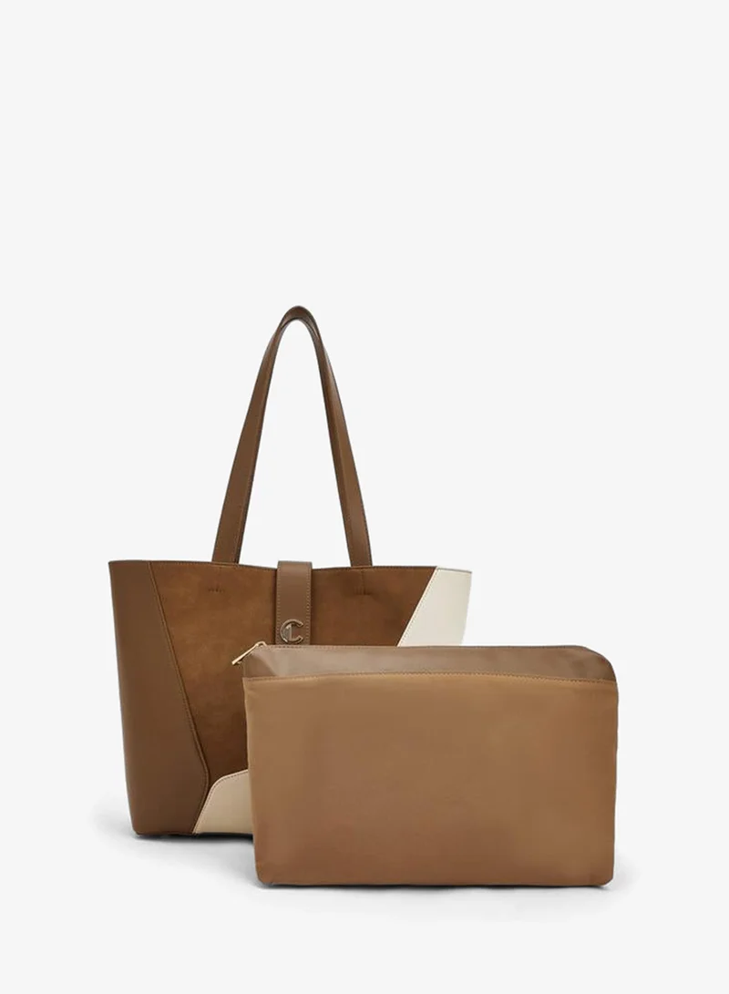 Le Confort MULTICOLOUR Panelled Tote Bag With Pouch for Women | Best Price UAE