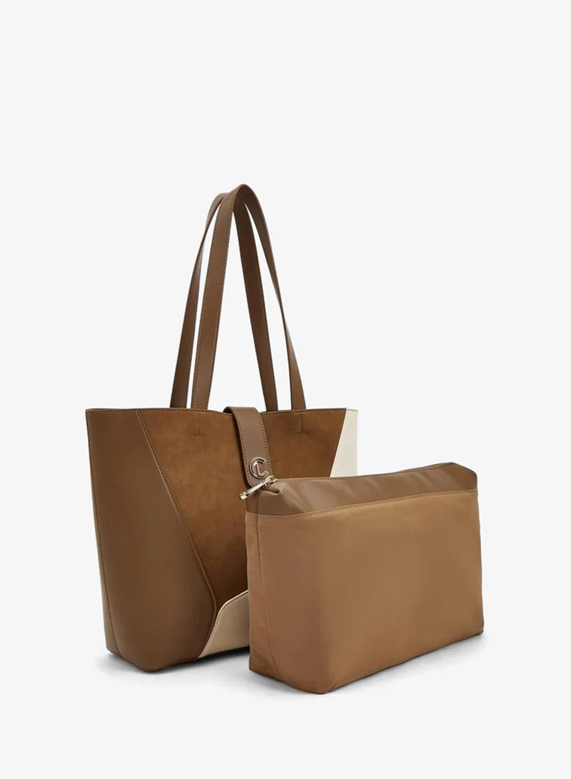 Le Confort MULTICOLOUR Panelled Tote Bag With Pouch for Women | Best Price UAE