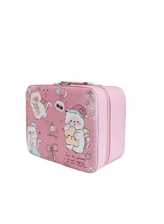Generic Cosmetic Bag Large Capacity Portable Cosmetic Case Small Suitcase Cute Women's Travel Wash Storage Bag Waterproof-Color:White Lotus Bear Mirrorless Model-Size:12inch - Image 5