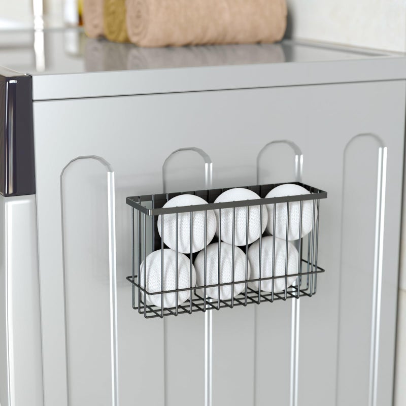 NiHome Magnetic Metal Basket Organizers, Dryer Ball Holder, 2PCS Medium & Small, Versatile Storage for Kitchen & Office Holds Up to 14 lbs, Easy Attach to Refrigerator or Any Magnetic Surface(Black) - Image 4