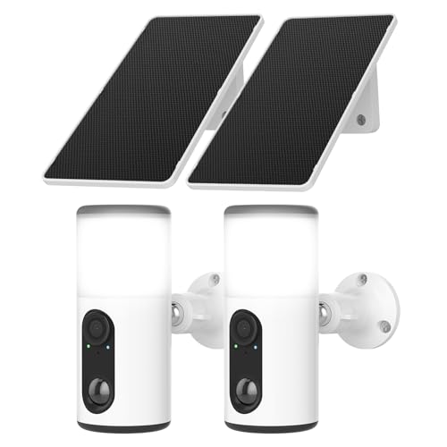 ANRAN Solar Security Cameras Wireless Outdoor with Light,2K Porch Floodlight Camera with Color Night Vision & AI Motion Detection,2-Way Talk Spotlight Siren Alarm,Compatible with Alexa,2PCS - Image 1