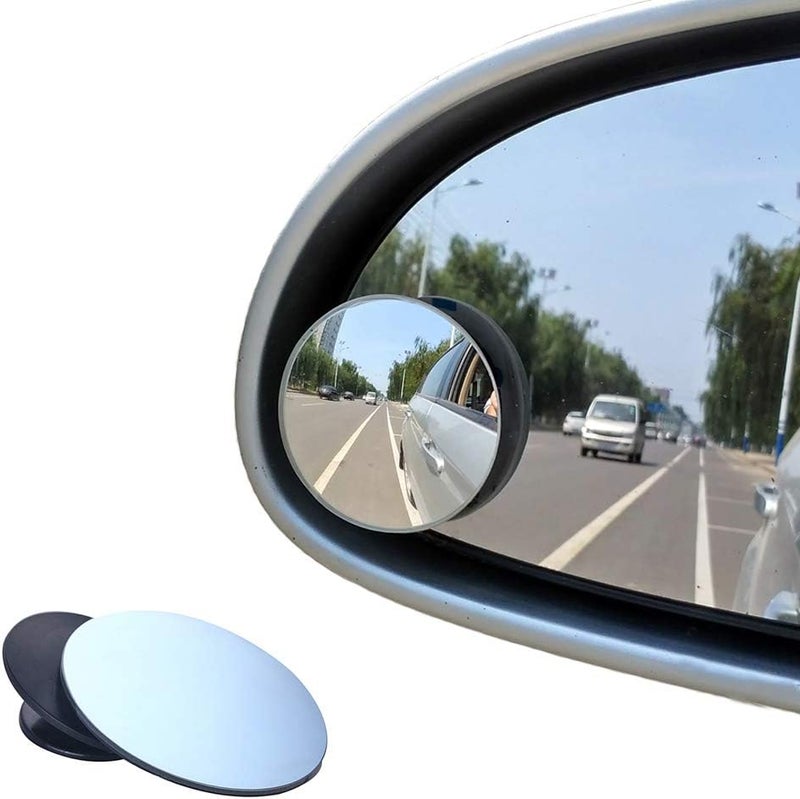 BEEWAY Blind Spot Mirrors - Round Frameless 360° Rotate Adjustable HD Glass Convex Mirror for Car, SUV, Truck - Pack of 2 - Image 1
