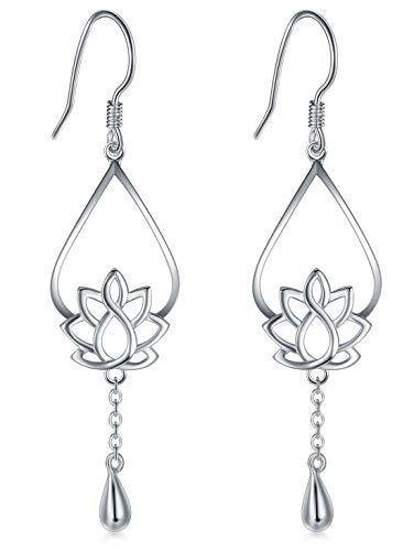 BORUO 925 Sterling Silver Earrings, BoRuo Lotus Flower Yoga Earrings - Image 5
