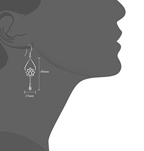 BORUO 925 Sterling Silver Earrings, BoRuo Lotus Flower Yoga Earrings - Image 2
