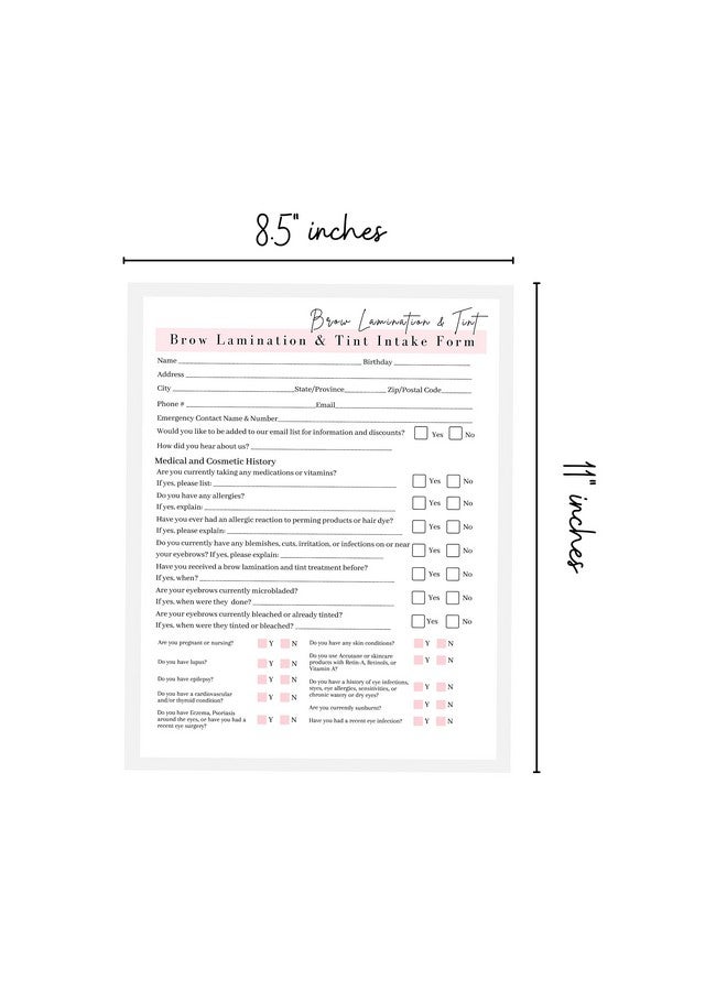 Lashicorn Brow Lamination & Tint Intake Consent And Aftercare Form | Digital Downloads For 8.5 X 11" Inch Paper | Brow Artist Supplies | Pink And White Design - Image 2