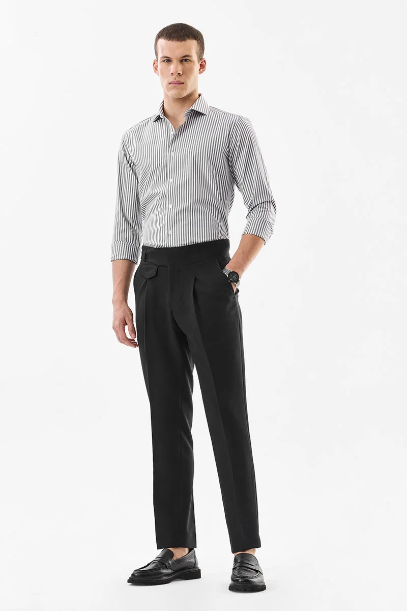سنيتش Black Solid Loose Fit Formal Trousers