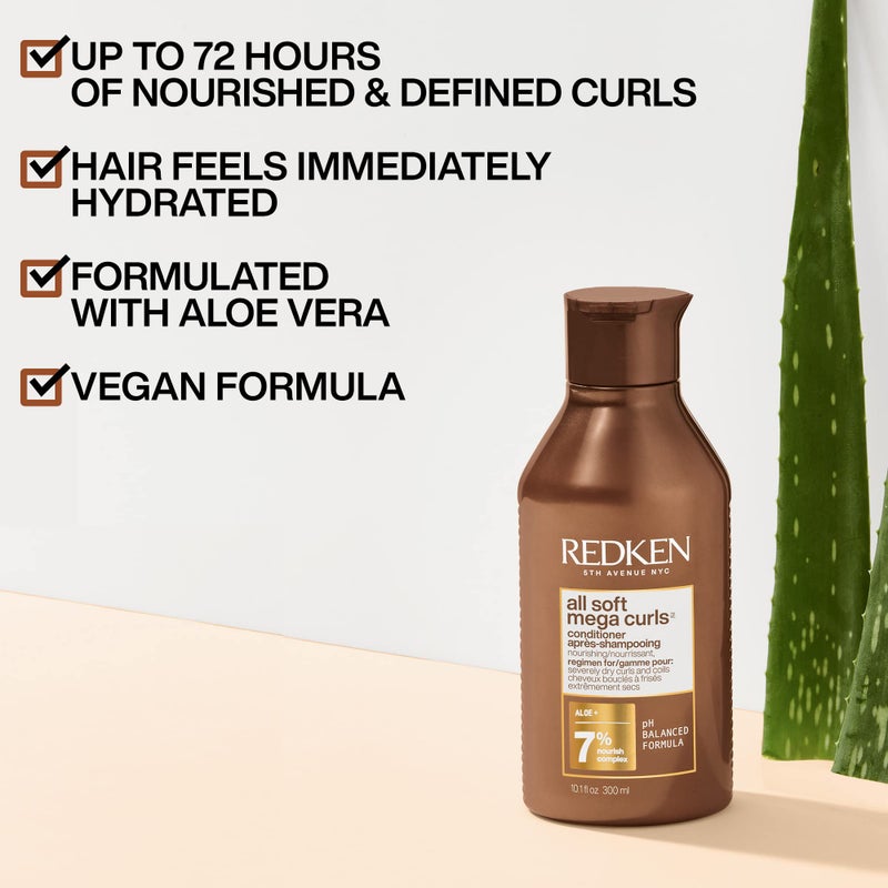 REDKEN All Soft Mega Curls Shampoo and Conditioner Set | For Extremely Dry Hair | Sulfate Free Shampoo | For Curly & Coily Hair | Nourishes & Softens Severely Dry Hair | 10.1 Fl Oz (Pack of 2) - Image 5