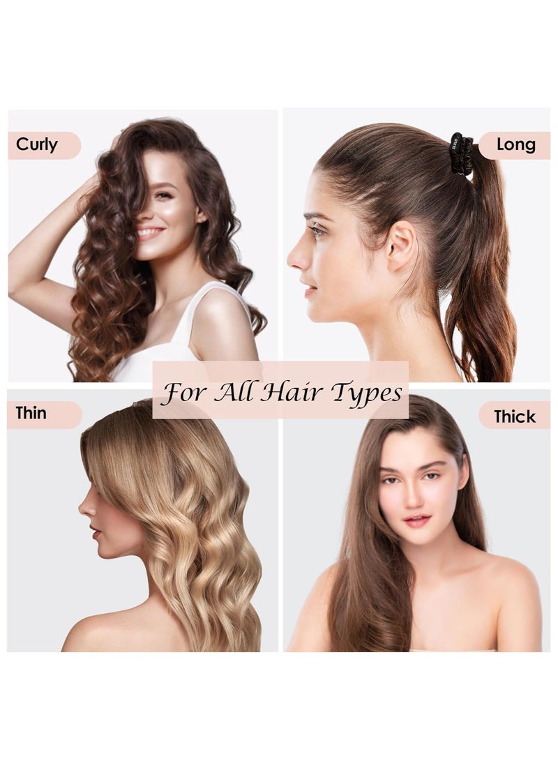 إيلور ربطات شعر سيلكلو الحريرية، 100% حرير توت طبيعي، 22 موميه | تمنع تساقط الشعر، التكسر، التجاعيد، والتجعد | إكسسوارات شعر بطوق مرن باللون الأسود للعناية بالشعر للسيدات والفتيات | عبوة من 4 قطع (أسود)" - Image 5