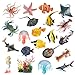 kukifun Sea Animals Toys Figures 21Pcs Plastic Marine Creature Shark Fish Starfish Crab Lobster Octopus Seahorse Coral Jellyfish Ocean Life for Kids Birthday Party Favor Cake Decoration - Image 2