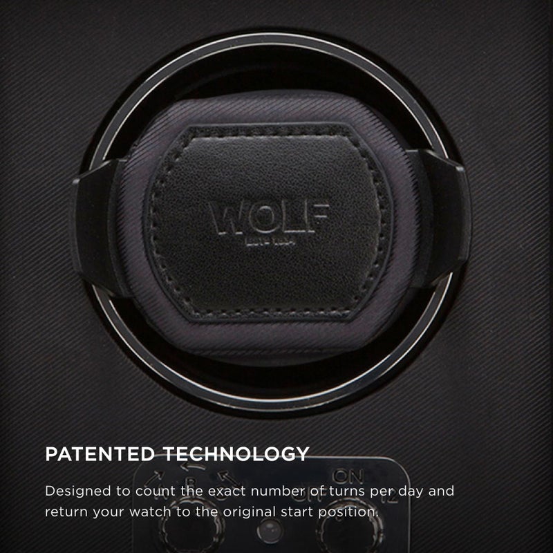 Wolf Designs وولف هيريتاج دابل ويندر مع غطاء زجاجي، أسود - ملاءمة آمنة مع قفل ديناميكي مسجل ببراءة اختراع - للساعات الأكبر والأثقل - جلد نباتي - يشمل محول عالمي - Image 3
