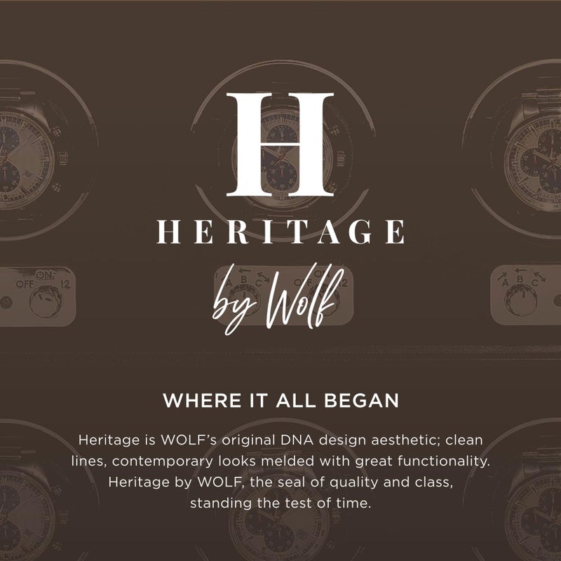 Wolf Designs وولف هيريتاج دابل ويندر مع غطاء زجاجي، أسود - ملاءمة آمنة مع قفل ديناميكي مسجل ببراءة اختراع - للساعات الأكبر والأثقل - جلد نباتي - يشمل محول عالمي - Image 5