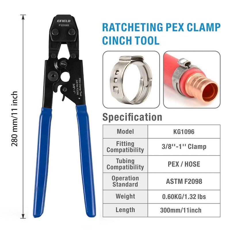 EFIELD 1/2 inch 2x75 ft Pex-b Pipe/Tool Kit- Pex-b Pipe/Tubing Blue & Red 150ft, Crimping Tool, Pipe Cutter, 30 Pieces Stainless Steel Clamps,(AB-2-75-KIT) - Image 3