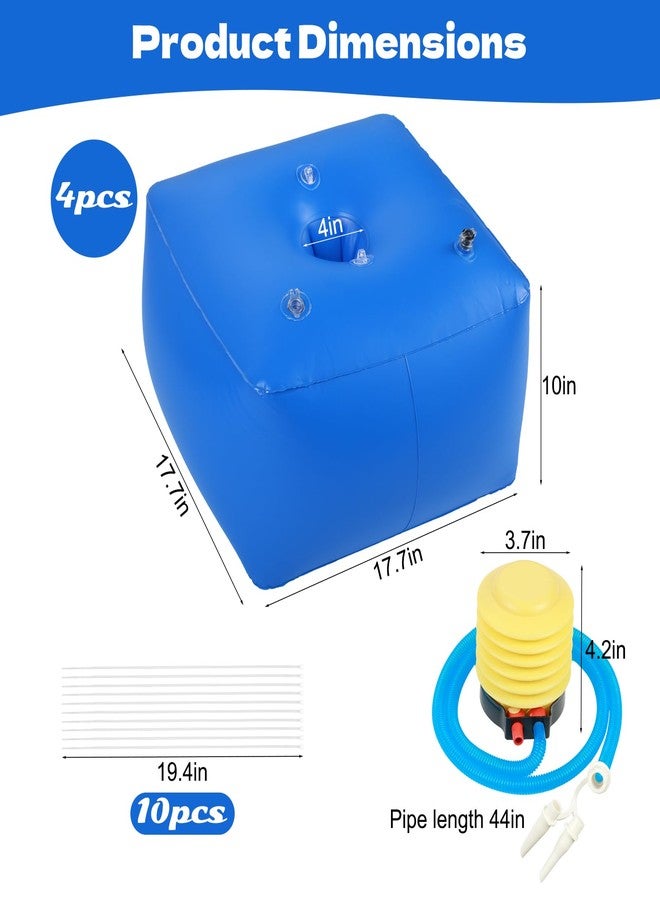 Hlimior Sunshade Float Kit, 4 Pcs Floats with Hand Air Pump 20 Zip Ties, 17.7"x17.7"x10" Thickened PVC Floating Base for Pools Lakes Beaches, Water Tent Not Included, Blue - Image 2