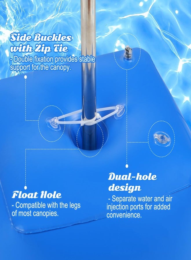 Hlimior Sunshade Float Kit, 4 Pcs Floats with Hand Air Pump 20 Zip Ties, 17.7"x17.7"x10" Thickened PVC Floating Base for Pools Lakes Beaches, Water Tent Not Included, Blue - Image 5