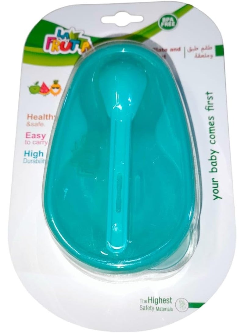 La Frutta La Fruta Children's Plate and Spoon Set - Green - Image 1