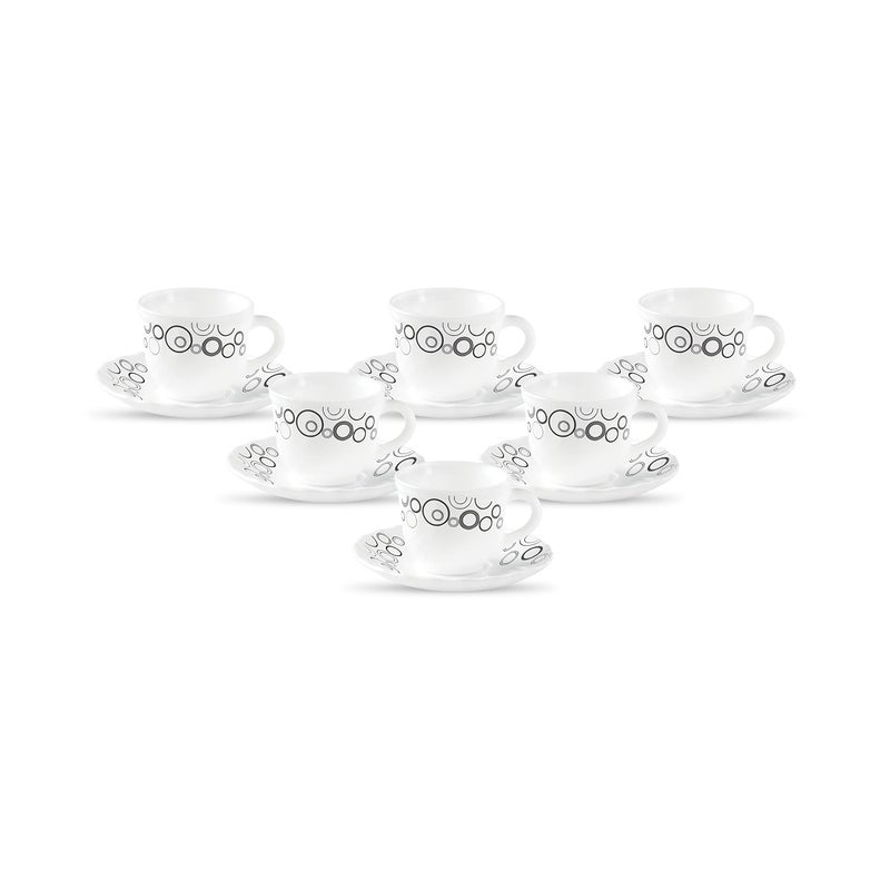 La Opala Diva, Opal Glass Crockery | Cup & Saucer Tulip Regular, Set of 12 | Misty Drops, 160 ml | for Tea & Coffee | Microwave Safe | 100% Vegetarian | Extra Strong | Super Light | Super White - Image 5