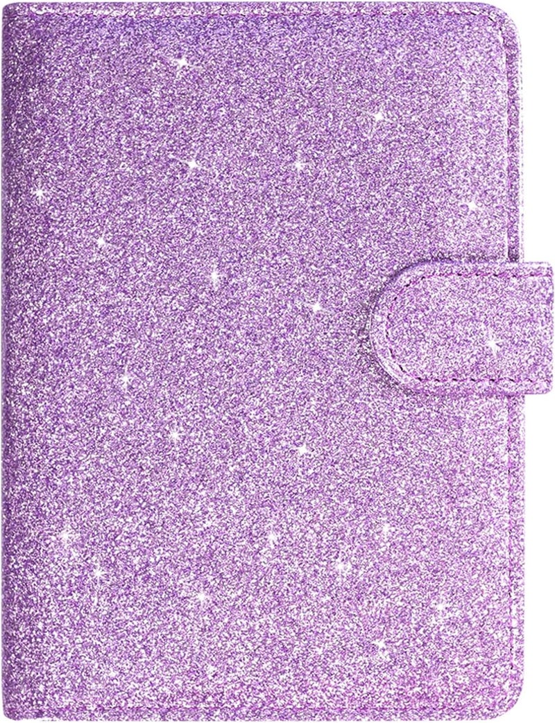 ACdream Unisex Faux Leather Passport and Vaccine Card Holder, Glitter Purple, RFID Blocking, Protects Valuable Information - Image 1