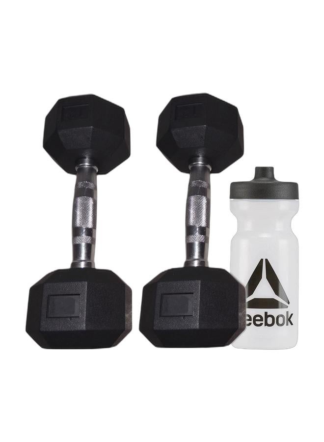 ريبوك مجموعة اللياقة البدنية - زجاجة مياه رياضية أساسية سعة 500 مل - خالية من مادة BPA، ومضادة للتسرب، زجاجة مياه رياضية للرجال والنساء - خفيفة الوزن، قابلة لإعادة الاستخدام، زجاجة ترطيب سوداء للسفر مع طقم دمبلين - Image 1