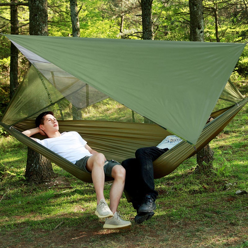 Mosquito Repellent Net Hammock with Waterproof Sunshade Canopy Outdoor Camping Travel Hiking Beach Supplies - Image 2