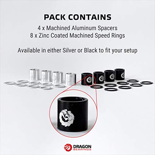 Fireball Dragon Precision Aluminum Spacers and Speed Rings Set for Skateboards and Longboards - 4X Skateboard Spacers 8X Skateboard Washers - Image 5