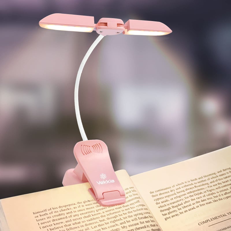 فكيا 14 LED ضوء كتاب قابل لإعادة الشحن للقراءة في الليل ضوء قراءة EyeCare للكتب في السرير مصباح قابل للتعديل 180 درجة 3 درجات حرارة للألوان هدية خفيفة الوزن للقارئ